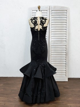 black lace and satin trumpet prom dress black lace and satin trumpet prom dress