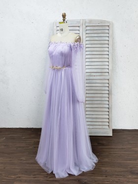 off the shoulder beaded lilac tulle long evening formal dress off the shoulder beaded lilac tulle long evening formal dress