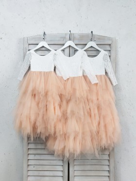 tiered peach tulle flower girl dress tiered peach tulle flower girl dress