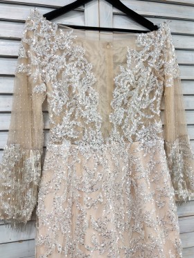 illusion plunging neck prom dress