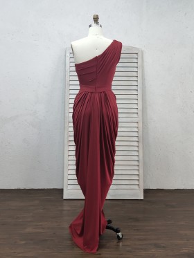 one shoulder draped spandex sheath long dress one shoulder draped spandex sheath long dress
