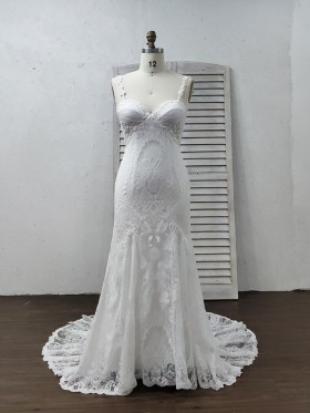 sweetheart empre waist with sstraps lace wedding gown