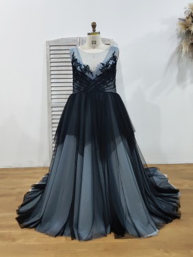 black and indigo and gray lace and tulle plus size formal gown black and indigo and gray lace and tulle plus size formal gown