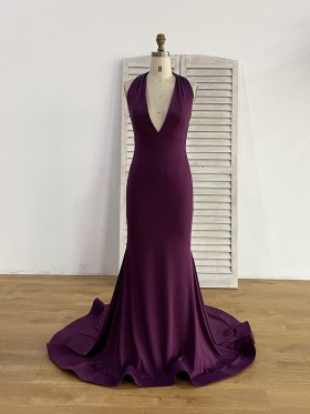 grape purple spandex halter mermaid bridesmaid dress grape purple spandex halter mermaid bridesmaid dress