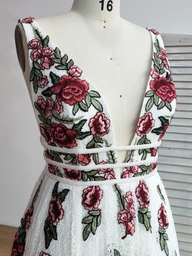 red flowers and green leaves embroidered top red flowers and green leaves embroidered top