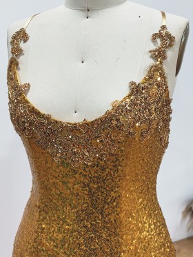 beaded scoop neckline gold sequin dress beaded scoop neckline gold sequin dress