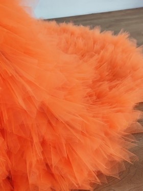 orange ruffled tulle skirt