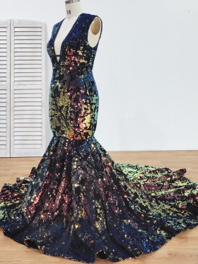 galaxy map sequin mermaid silhouette prom dress galaxy map sequin mermaid silhouette prom dress