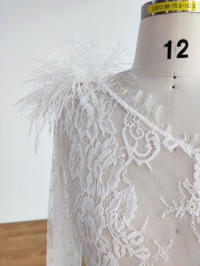 one shoulder with feather embellishment dress