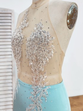 beaded illusion lace top