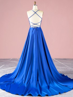 spaghetti straps royal blue satin long dress spaghetti straps royal blue satin long dress