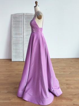 shimmering lilac glitter prom dress