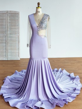 multi color rhinestone beaded cut out mermaid long prom gown