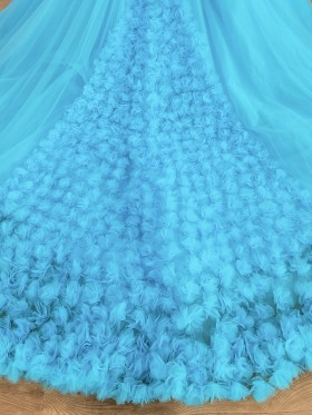 handmade 3D flowers long train