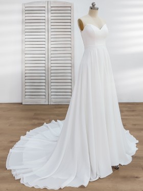 strapless sweetheart V neck chiffon bridal dress strapless sweetheart V neck chiffon bridal dress