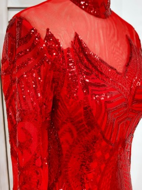 sparkly unique red sequin dress