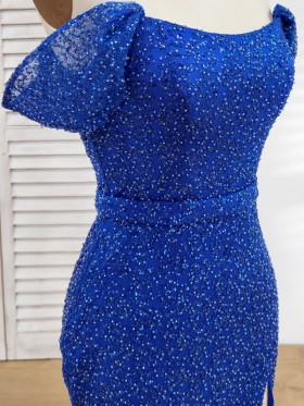 sparkly blue beaded sequin dress