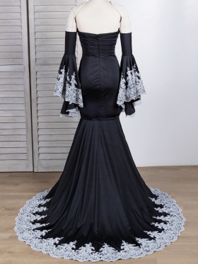silver appliqued black off the shoulder mermaid prom dress silver appliqued black off the shoulder mermaid prom dress