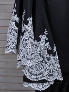silver lace appliqued black dress silver lace appliqued black dress
