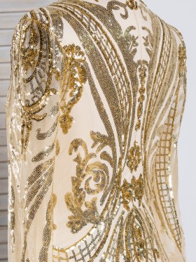sparkly unique pattern gold sequin dress