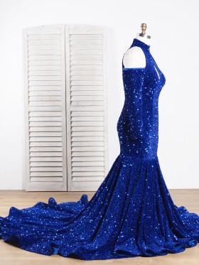 royal blue sequin mermaid long train prom dress royal blue sequin mermaid long train prom dress