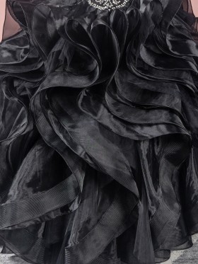 flounce ruffled black organza