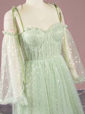 ruffled sweetheart mint green heart tulle dress