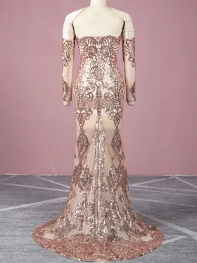 unique rose gold see through mermaid prom dress unique rose gold see through mermaid prom dress