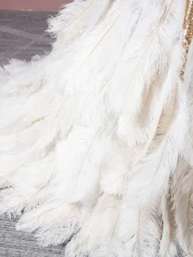large ostrich hair feather gown