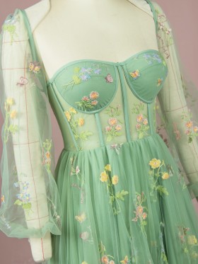 fairy floral embroidery corset bodice dress