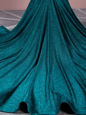 metallic dark teal glitter dress