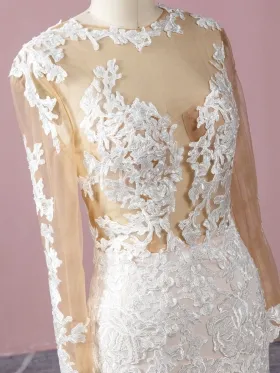 sexy illusion sheer lace long sleeve dress