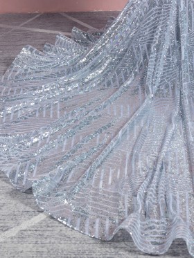 silver striped sequin long train prom dress silver striped sequin long train prom dress
