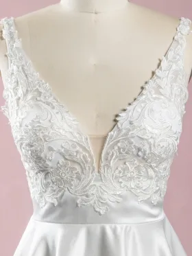 ivory lace V neck dress