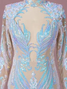 iridescent blue and pink sequin unique pattern prom dress iridescent blue and pink sequin unique pattern prom dress