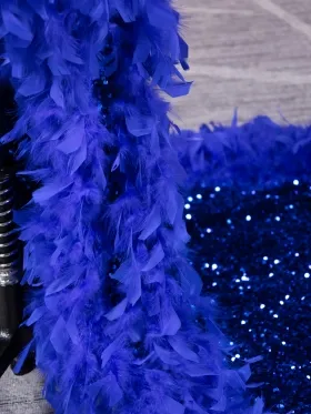royal blue feather trim