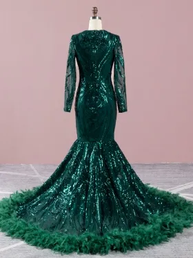 dark green sequin long sleeve mermaid prom dress dark green sequin long sleeve mermaid prom dress