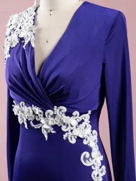 beaded white lace appliqued purple dress