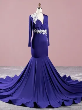 white lace appliqued grape spandex long train prom dress white lace appliqued grape spandex long train prom dress