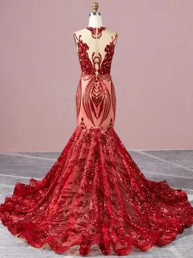 red sequin African American fantasy prom dress