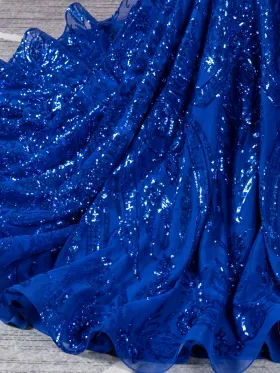 unique royal blue sequin long train unique royal blue sequin long train
