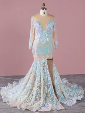 unique iridescent sequin African American prom dress