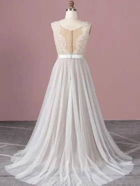 scalloped lace button back nude wedding gown scalloped lace button back nude wedding gown