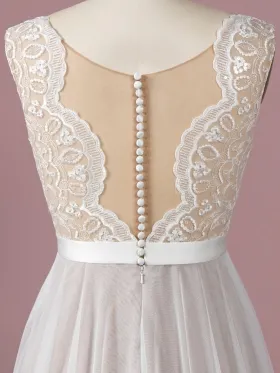 scalloped lace with nude tulle illusion back