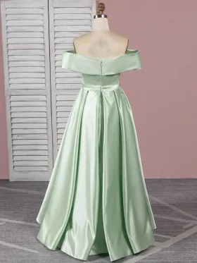 floor length A line sleek satin prom dress floor length A line sleek satin prom dress
