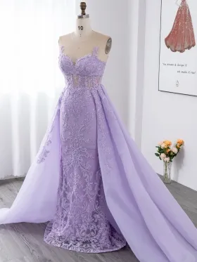 lilac beaded floor length prom dress with an overskirt lilac beaded floor length prom dress with an overskirt