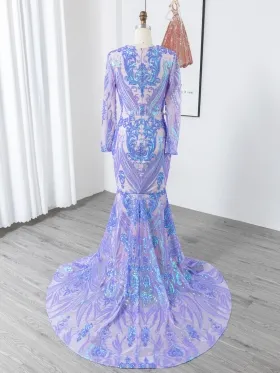 iridescent sequin mermaid African American prom dress iridescent sequin mermaid African American prom dress