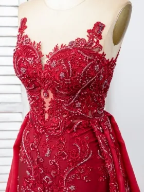 shimmering beaded lace wine dress