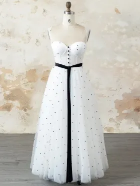 black dotted off white corset sweetheart A line dress