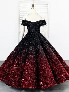 black and red ombre lace up back prom gown